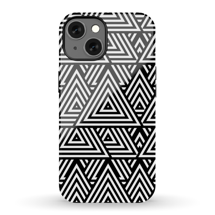 iPhone 13 StrongFit Black White Triangle Pattern by Andrea Haase