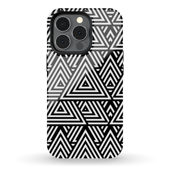 iPhone 13 pro StrongFit Black White Triangle Pattern by Andrea Haase