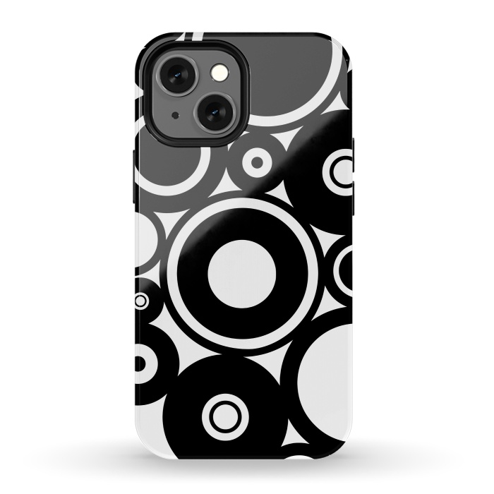 iPhone 13 mini StrongFit Pop-Art Black White Circles by Andrea Haase