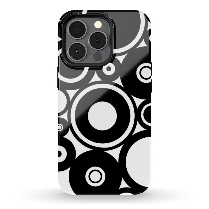 iPhone 13 pro StrongFit Pop-Art Black White Circles by Andrea Haase
