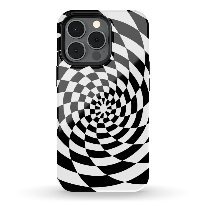 iPhone 13 pro StrongFit Checker Spiral Black And White by Andrea Haase