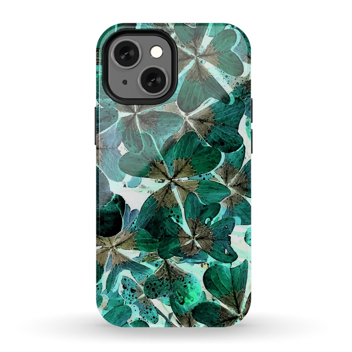 iPhone 13 mini StrongFit Lucky Leaves v1 by Creativeaxle