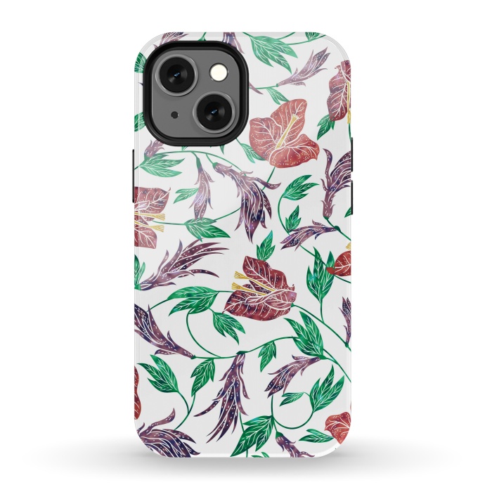 iPhone 13 mini StrongFit Tropical Flowers Pattern by Dushan Medich