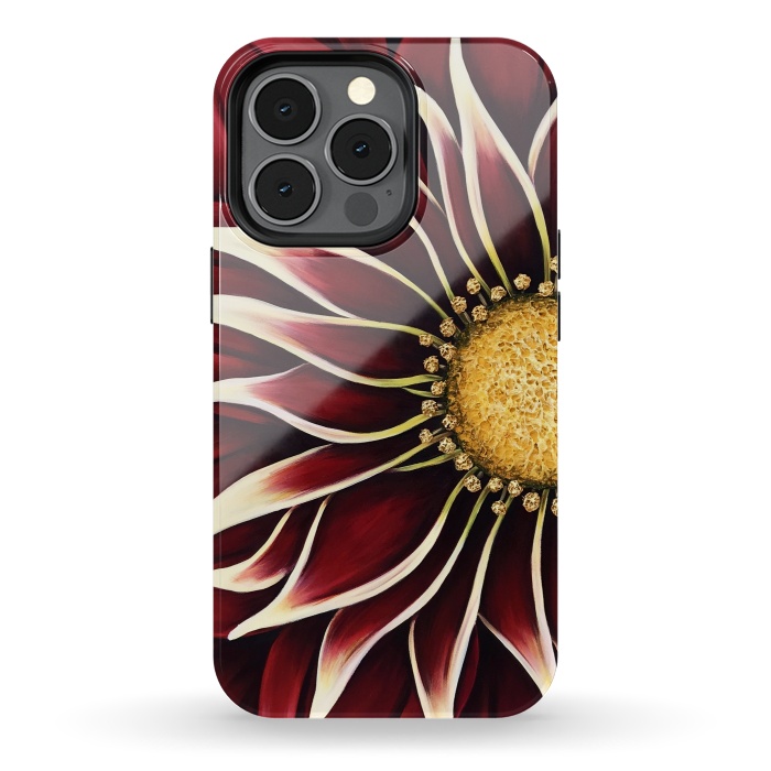 iPhone 13 pro StrongFit Crimson Zinnia by Denise Cassidy Wood