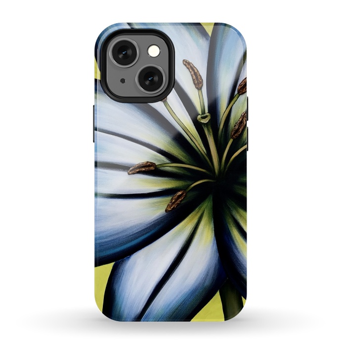 iPhone 13 mini StrongFit Blue Lily by Denise Cassidy Wood