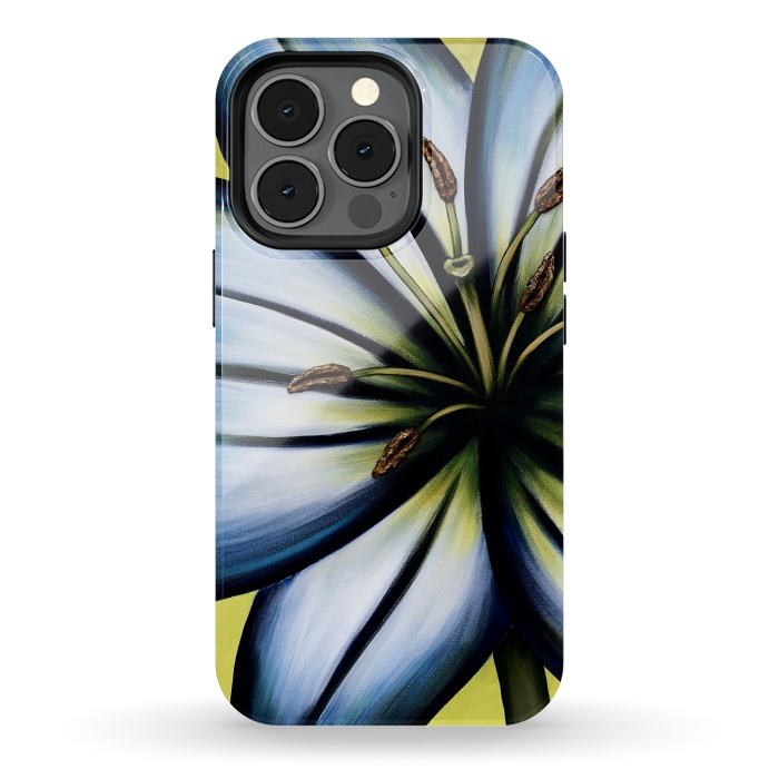 iPhone 13 pro StrongFit Blue Lily by Denise Cassidy Wood