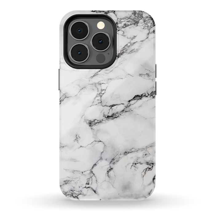 iPhone 13 pro StrongFit White Marble Stone Print by Dushan Medich