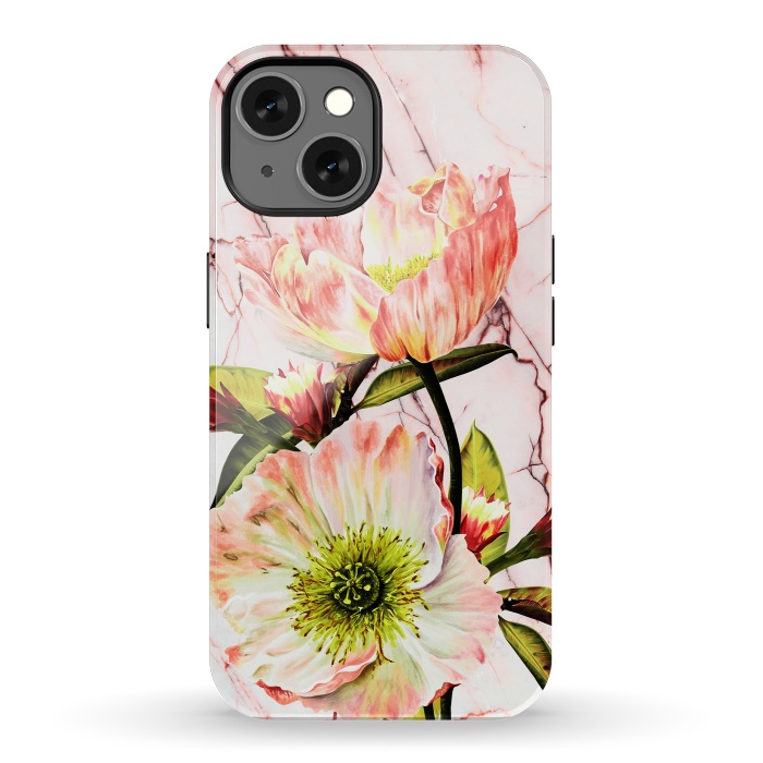 iPhone 13 StrongFit Flowering on pink marble by Mmartabc