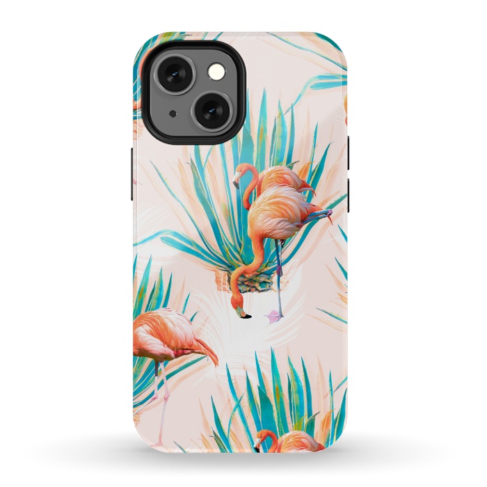 iPhone 13 mini StrongFit Anaglyph Flamingos with cactus by Mmartabc