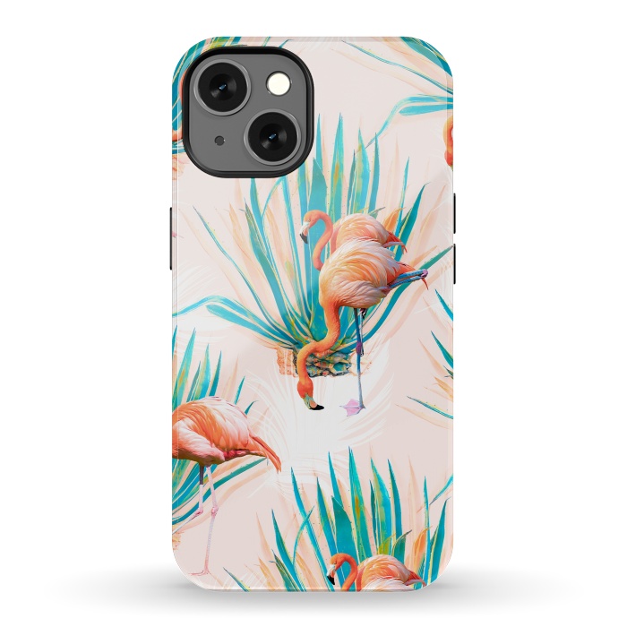 iPhone 13 StrongFit Anaglyph Flamingos with cactus by Mmartabc