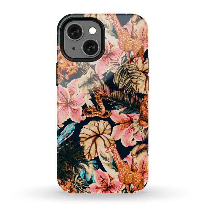 iPhone 13 mini StrongFit Wild animals in the dark of the jungle 2 by Mmartabc