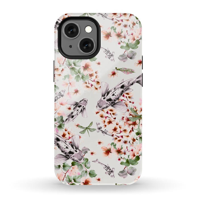 iPhone 13 mini StrongFit Asian pattern fish bloom by Mmartabc