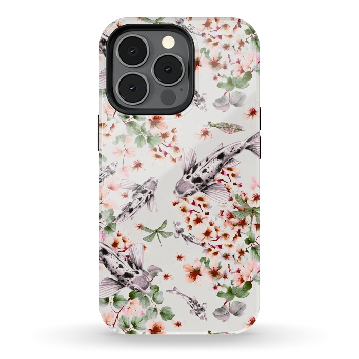 iPhone 13 pro StrongFit Asian pattern fish bloom by Mmartabc