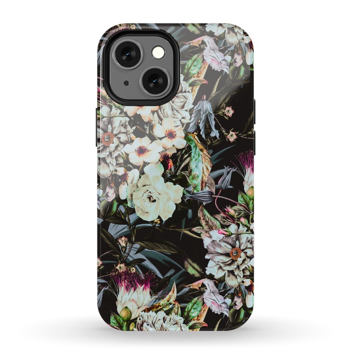 iPhone 13 mini StrongFit Dark flowery colorful bouquet by Mmartabc