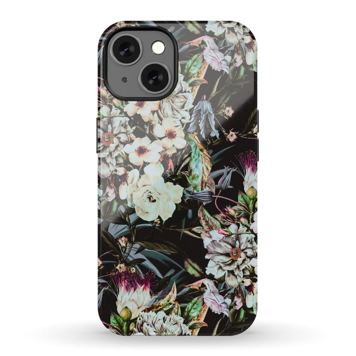 iPhone 13 StrongFit Dark flowery colorful bouquet by Mmartabc