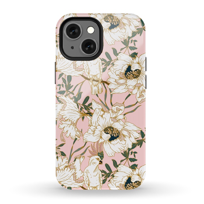 iPhone 13 mini StrongFit Exotic birds on flowers by Mmartabc