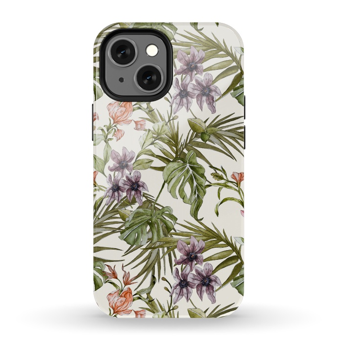 iPhone 13 mini StrongFit Watercolor tropical foliage by Mmartabc
