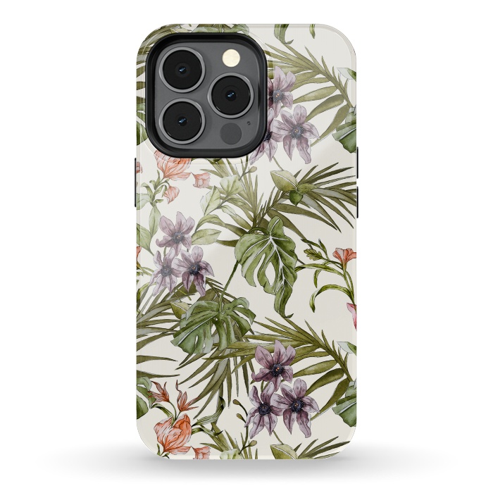 iPhone 13 pro StrongFit Watercolor tropical foliage by Mmartabc