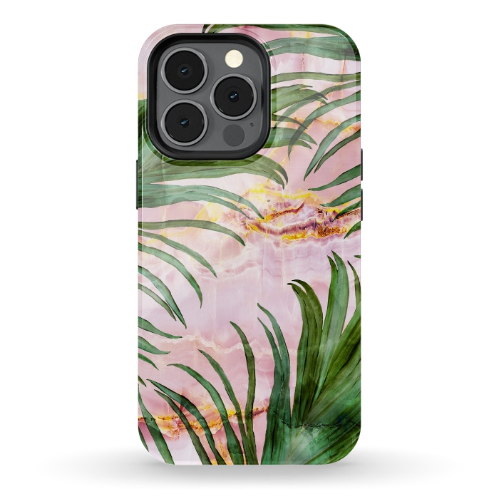iPhone 13 pro StrongFit Palm leaf on marble 03 by Mmartabc