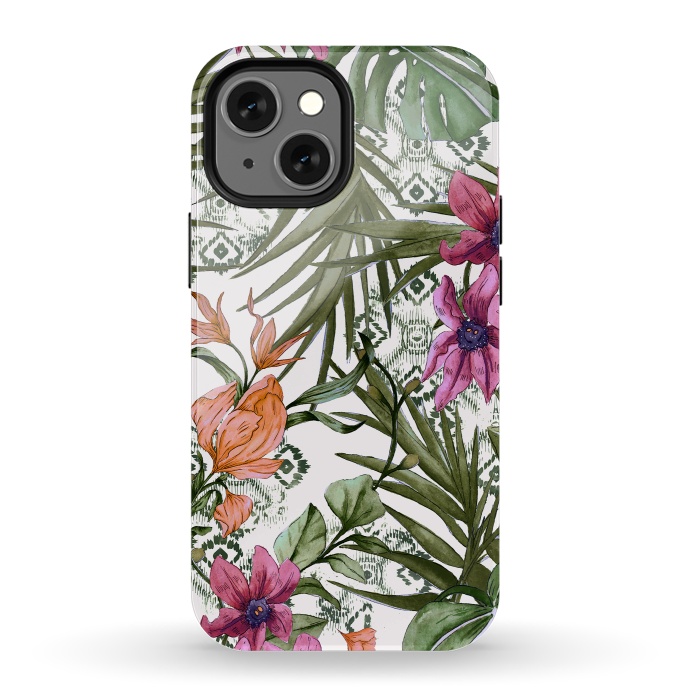 iPhone 13 mini StrongFit Tropical tribal floral by Mmartabc