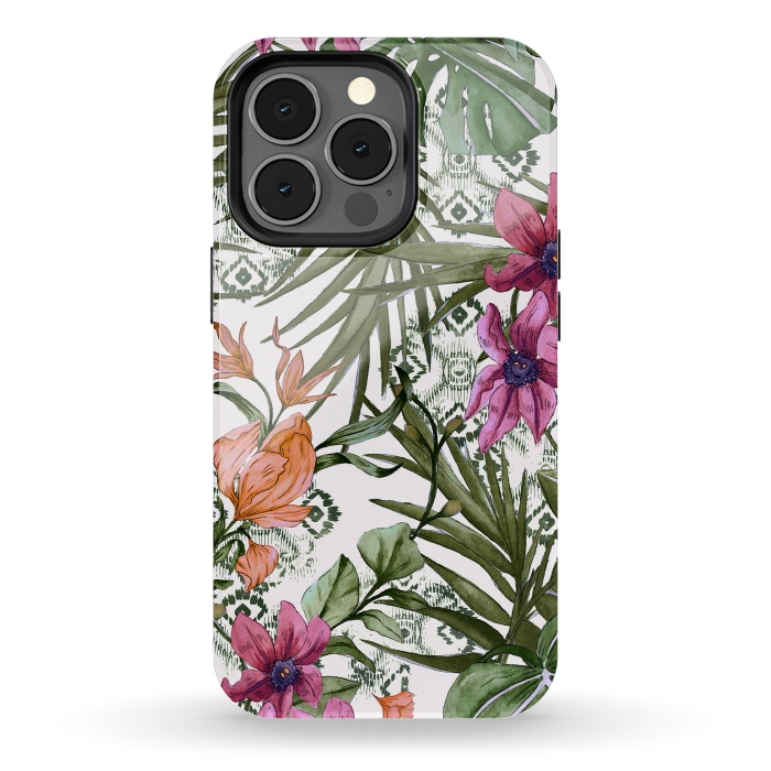 iPhone 13 pro StrongFit Tropical tribal floral by Mmartabc