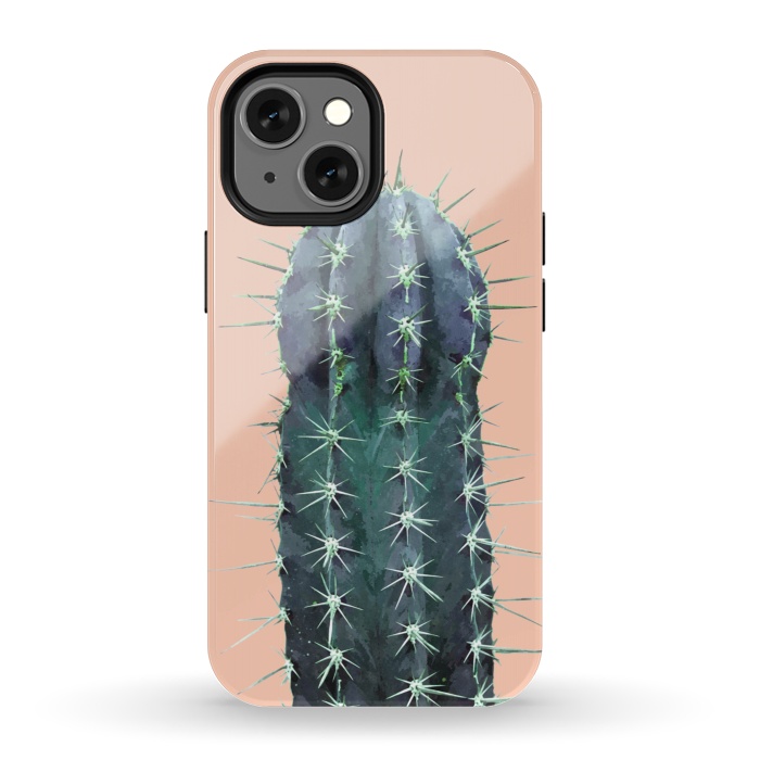 iPhone 13 mini StrongFit Cactus Illustration Pink Background by Alemi