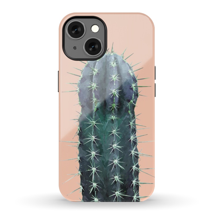 iPhone 13 StrongFit Cactus Illustration Pink Background by Alemi
