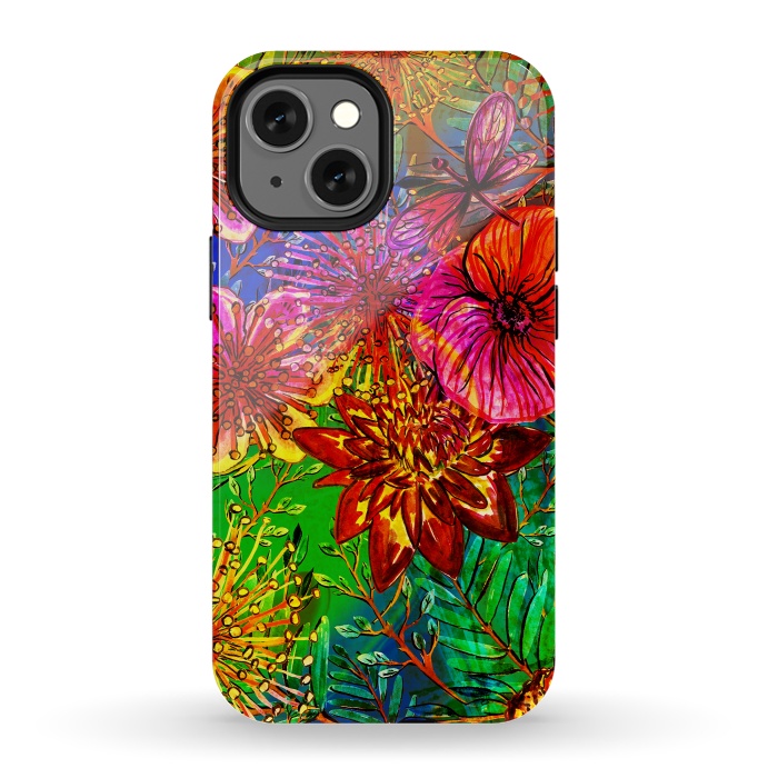 iPhone 13 mini StrongFit Colorful Flower Jungle by  Utart