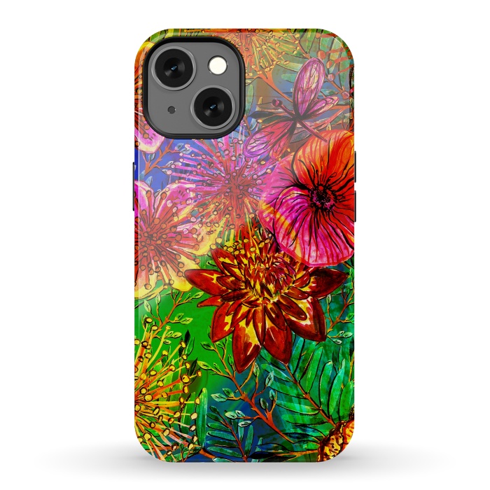 iPhone 13 StrongFit Colorful Flower Jungle by  Utart
