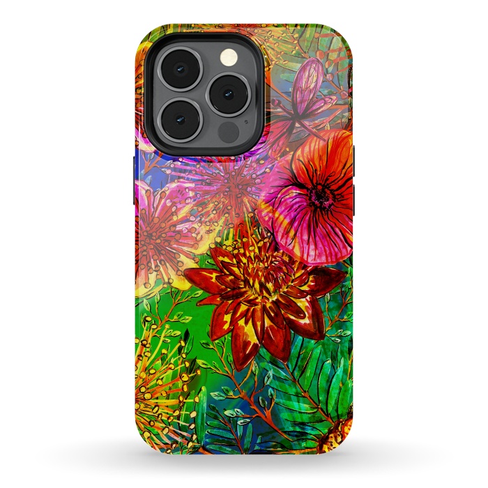 iPhone 13 pro StrongFit Colorful Flower Jungle by  Utart