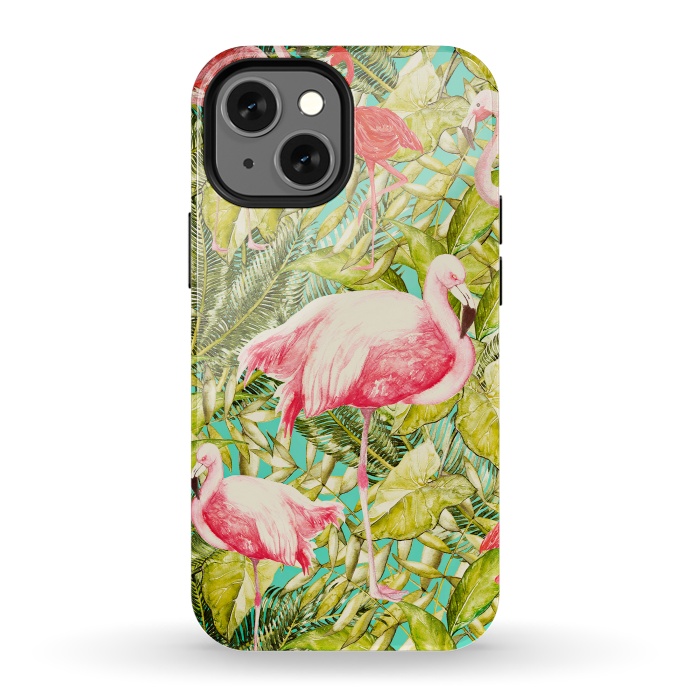 iPhone 13 mini StrongFit Aloha Tropical Flamingo Jungle by  Utart