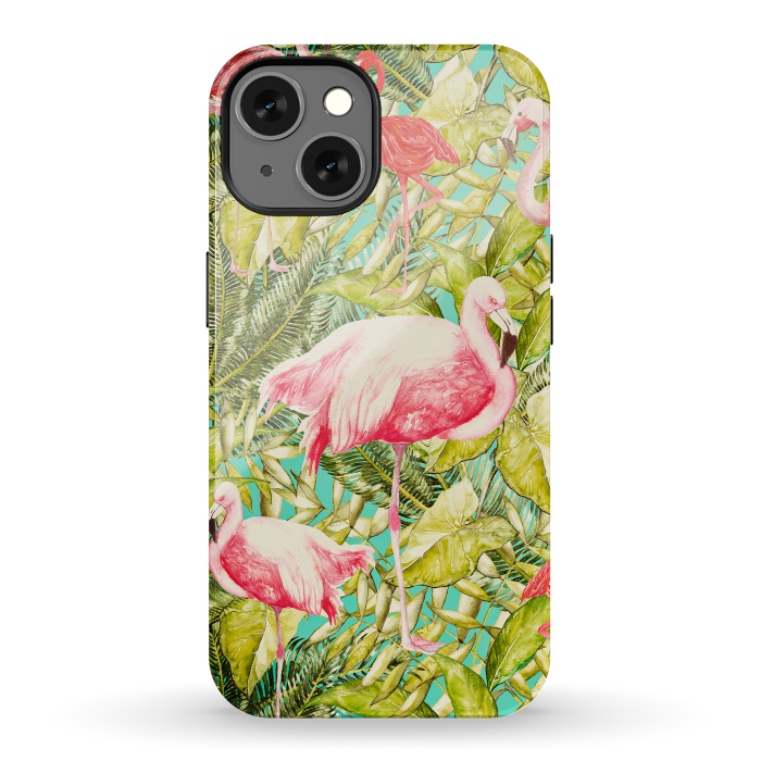 iPhone 13 StrongFit Aloha Tropical Flamingo Jungle by  Utart