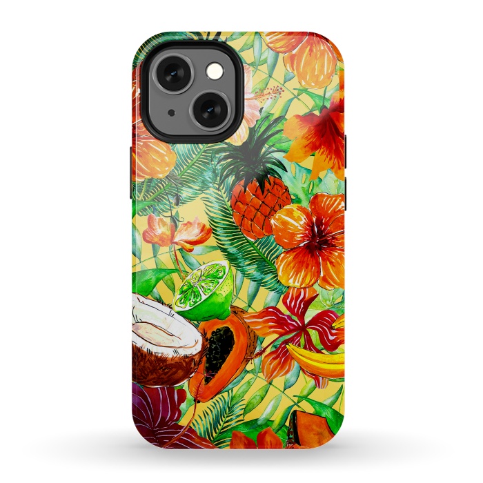 iPhone 13 mini StrongFit Aloha Tropical Fruits and Flowers by  Utart