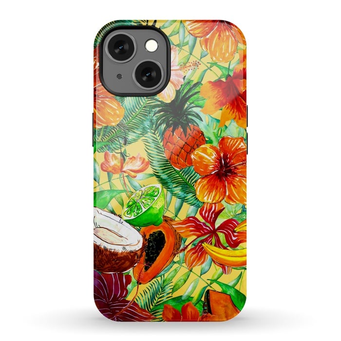 iPhone 13 StrongFit Aloha Tropical Fruits and Flowers by  Utart