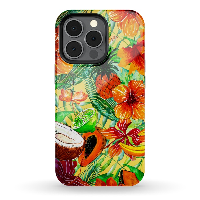 iPhone 13 pro StrongFit Aloha Tropical Fruits and Flowers by  Utart