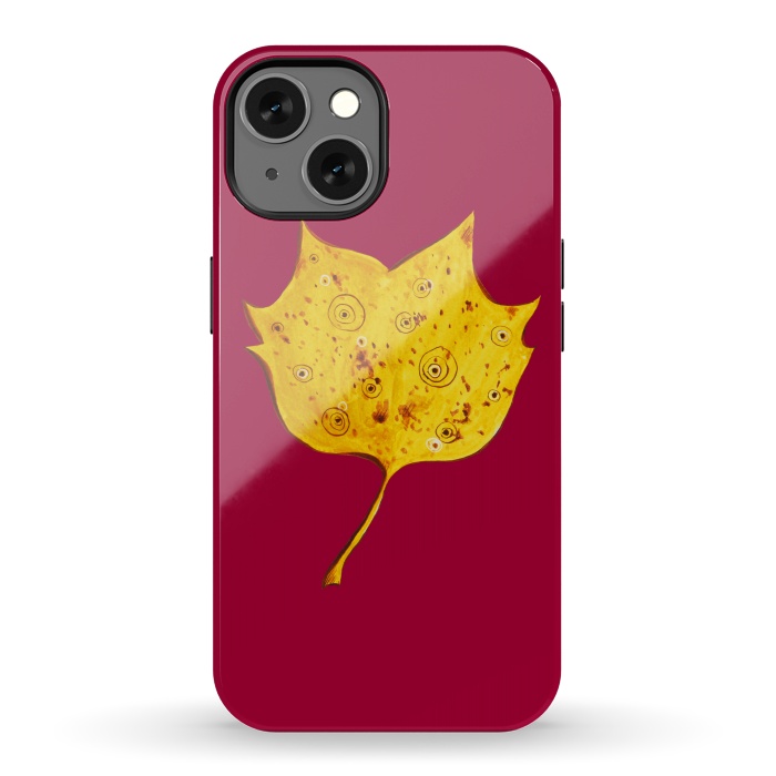 iPhone 13 StrongFit Fancy Yellow Autumn Leaf by Boriana Giormova