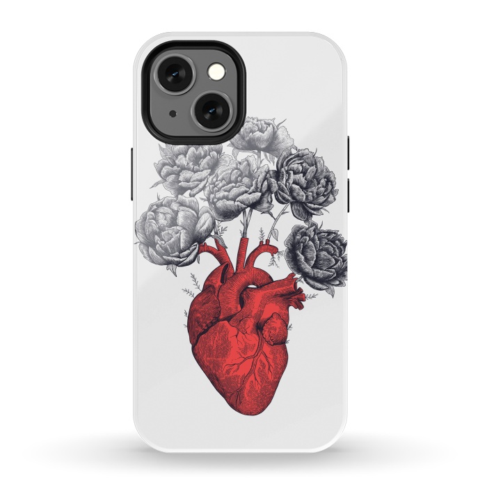 iPhone 13 mini StrongFit Heart with peonies by kodamorkovkart