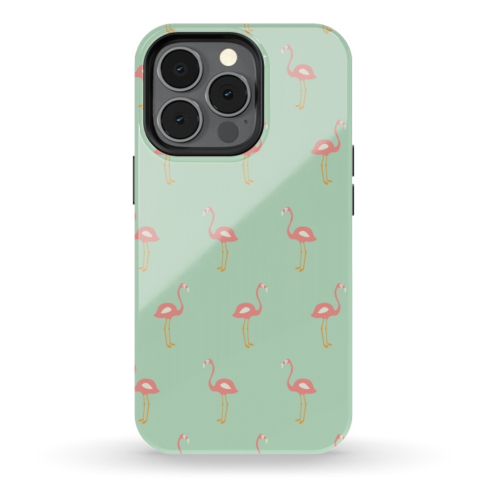 iPhone 13 pro StrongFit Flamingo Mint Pattern 009 by Jelena Obradovic