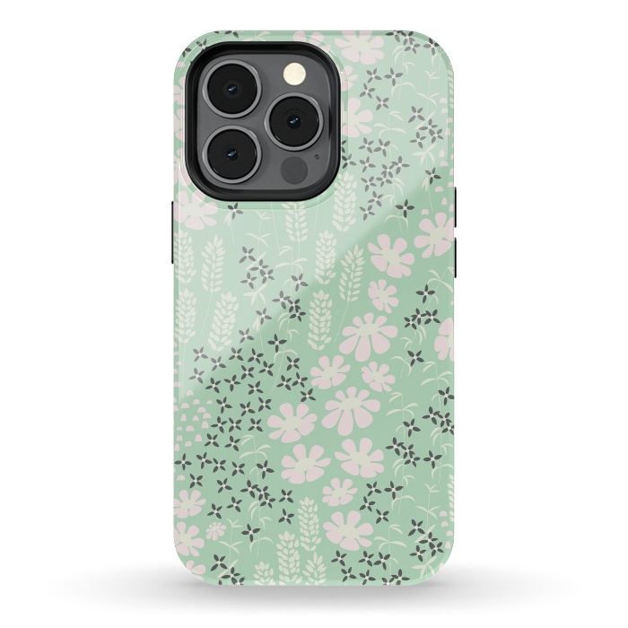 iPhone 13 pro StrongFit Floral Mint Pattern 013 by Jelena Obradovic