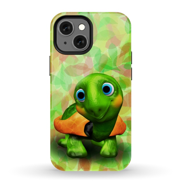 iPhone 13 mini StrongFit Green Turtle Baby 3D by BluedarkArt
