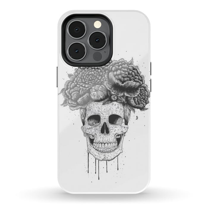 iPhone 13 pro StrongFit Skull with flowers by kodamorkovkart