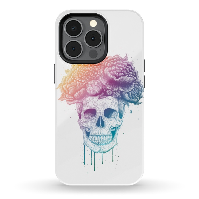 iPhone 13 pro StrongFit Colorful skull with flowers by kodamorkovkart