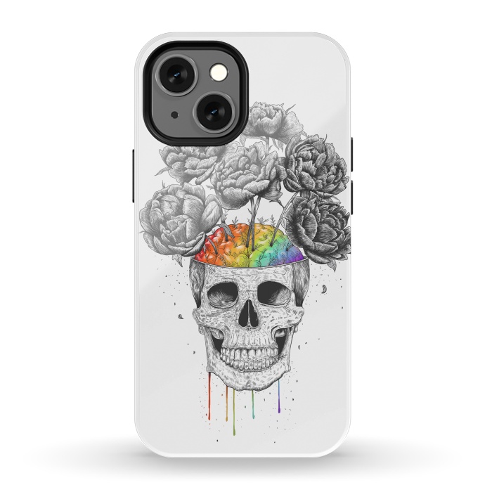 iPhone 13 mini StrongFit Skull with rainbow brains by kodamorkovkart