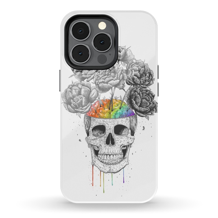iPhone 13 pro StrongFit Skull with rainbow brains by kodamorkovkart