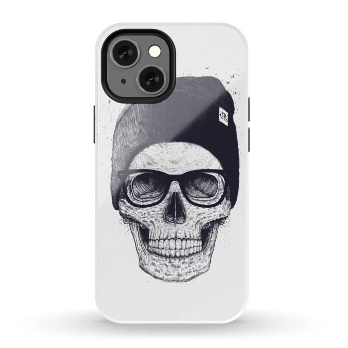 iPhone 13 mini StrongFit Black skull in hat by kodamorkovkart