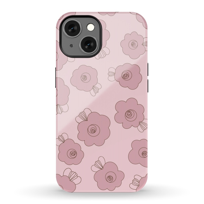 iPhone 13 StrongFit Fluffy Flowers - Pink on Pink by Paula Ohreen