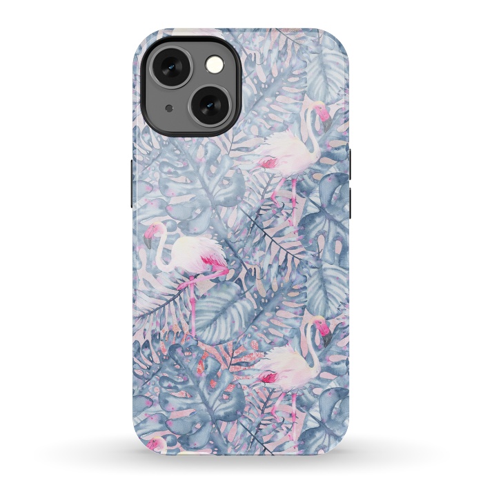 iPhone 13 StrongFit Pink and Blue Flamingo Summer  by  Utart