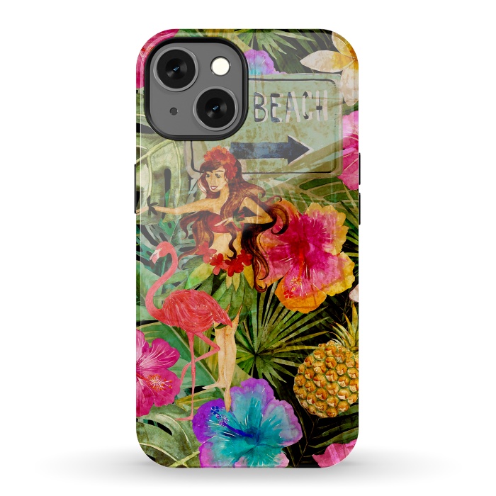 iPhone 13 StrongFit Vintage Hula Girl- To the Beach by  Utart