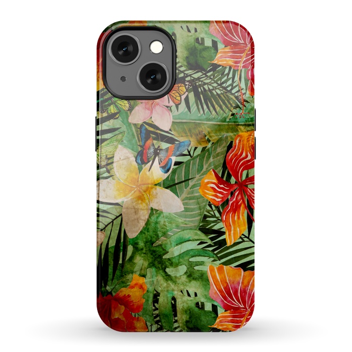 iPhone 13 StrongFit Retro Tropical Flower Jungle by  Utart
