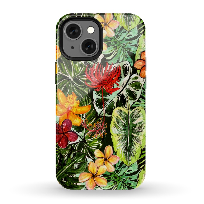 iPhone 13 mini StrongFit Vintage Tropical Flower Jungle Pattern by  Utart